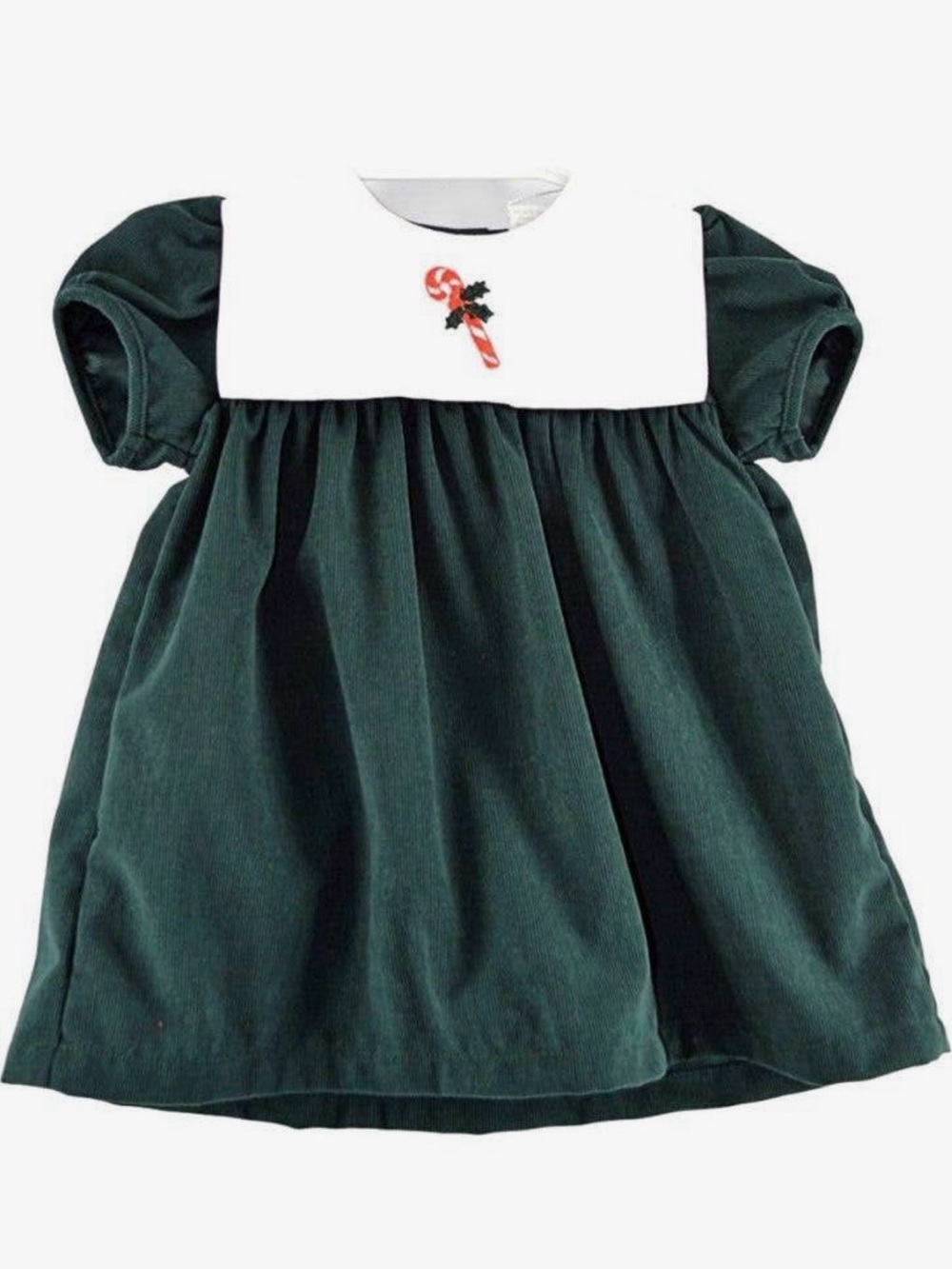 Carriage Boutique Dark Green Corduroy Dress with White Bib, NWT, 6 or 12 m avail
